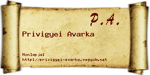 Privigyei Avarka névjegykártya